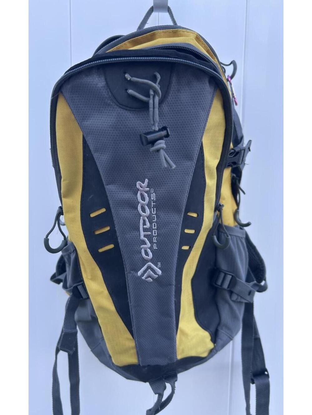 Outdoor Products Hiking Backpack Daypack Yellow Gray Multi Pocket
